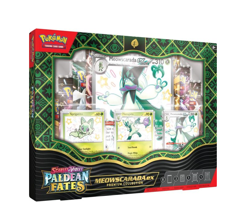 Pokemon-Paldean-Fates-Premium-Collection-Meowscarada-EX.png Pokemon Paldean Fates Premium Collection – Meowscarada EX - Image 1