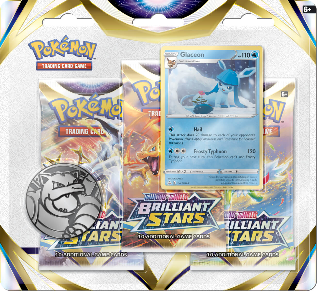 Pokemon Brilliant Stars 3-Pack Blister Glaceon - Image 1